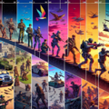 Create an image that showcases the evolution of the Call of Duty video game series over time. Depict a timeline with iconic scenes from various installments of the franchise, starting from the early W